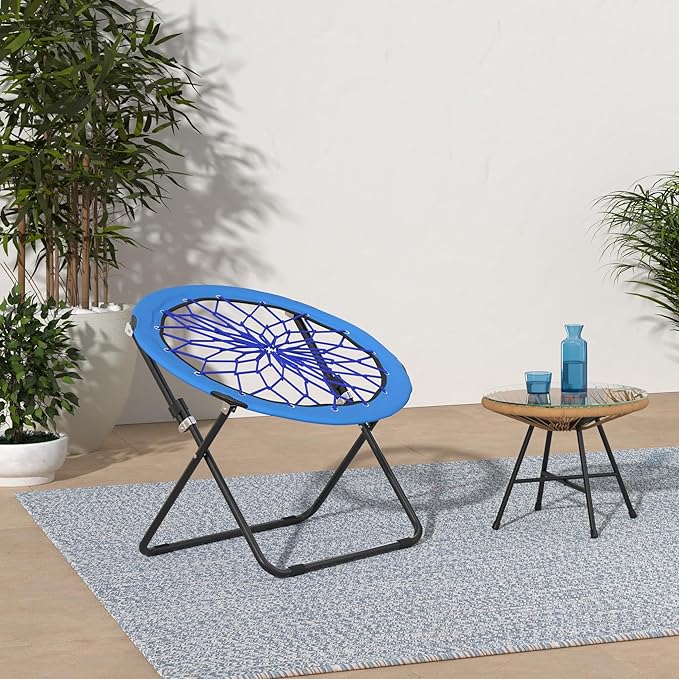 Bungee Chair Portable Foldable, Dish Chair Bunjo Game Chair for Outdoor and Indoor and Camping and BBQ (Royal Blue)