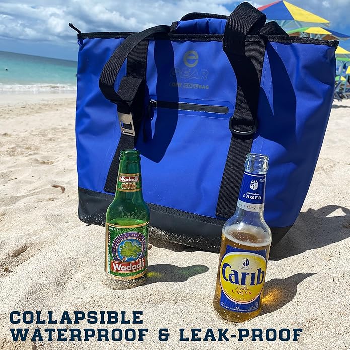 Enthusiast Gear Dry Bag Cooler Tote – Collapsible, Waterproof and Leak-Proof Soft Sided Cooler Bag - Pool, Beach - 20 or 36 Cans