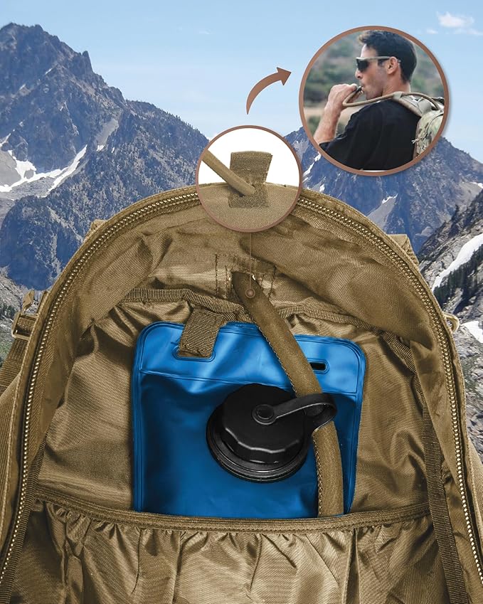 TRAILKICKER Military Tactical Backpack 40L for Men, Hiking Molle EDC Daypack Work Backpack with Water Bladder Compartment
