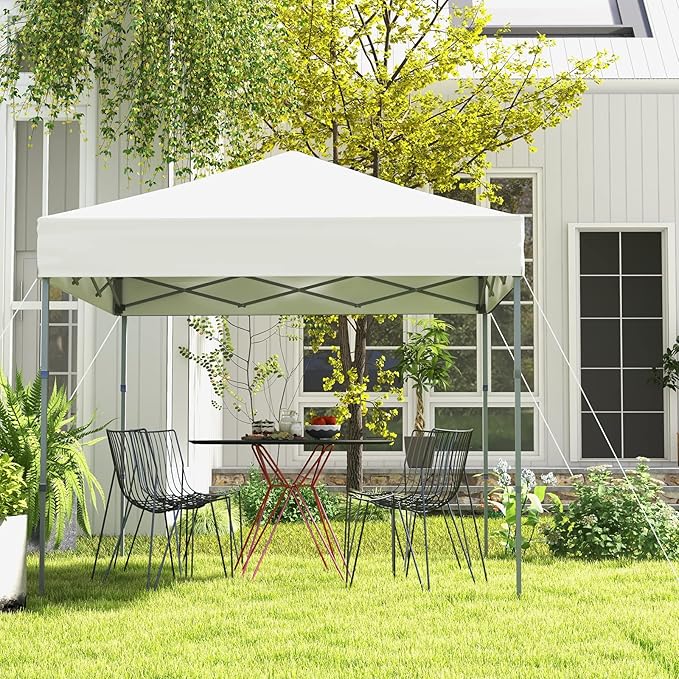 6.6 x 6.6 Ft Pop Up Canopy, 1 Person Instant Setup Canopy Tent with Push Center Lock, 8 Stakes, 4 Ropes & Carrying Bag, Portable Easy Up Gazebo Shelter for Outdoor Camp, Beach, Patio & Party