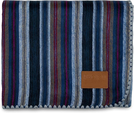 QISU Alpaca Wool Blanket Throw | Large, Beautiful, Warm, Variegated | 85 x 65 inches | Ultra-Soft, Hypoallergenic and Breathable | Non-Itchy or Scratchy (Deep Blue Splash)