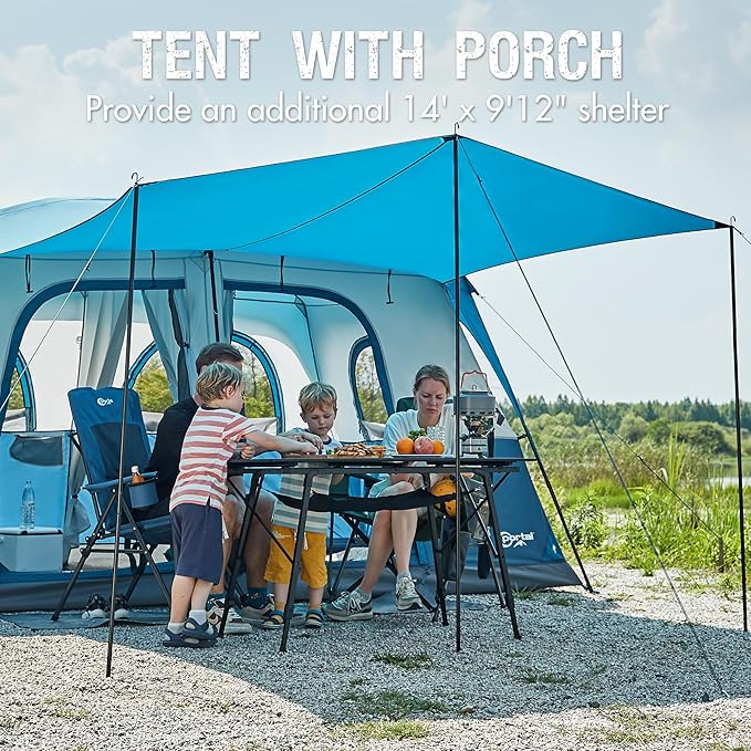 PORTAL 6 | 8 | 10 Person Family Camping Tent with Porch, Big Family Camping Tent with Tall Height, Good Ventilation, Water Resitant Large Tent for Outdoor Camping, Backyard