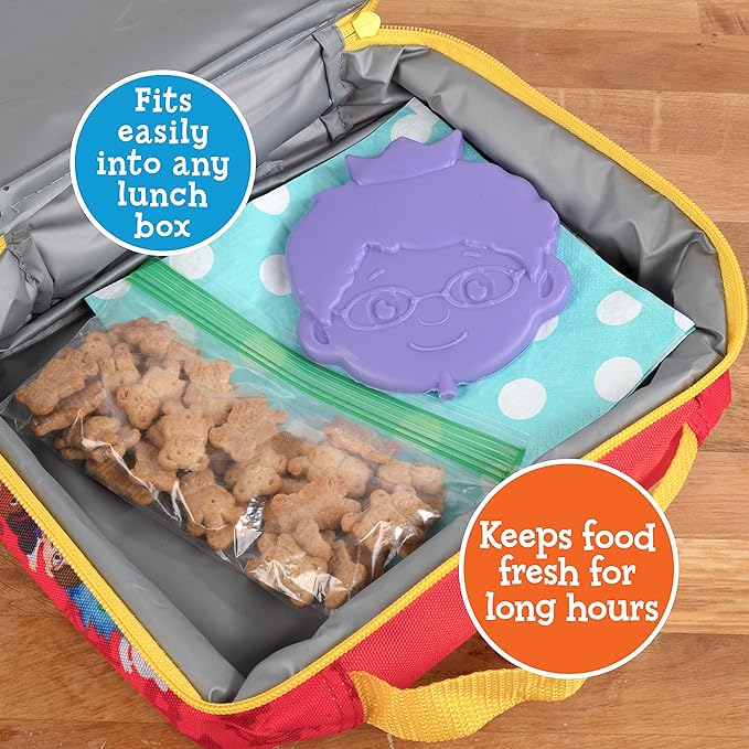 Prince Wednesday Daniel Tiger Reusable Hard Ice 3 Pack- Slim Lightweight Design, Cool Thin Freezer Packs Keeps Food Cold for Longer- Easily Fits Inside Kids School Lunch Box Bento or Insulated Bag