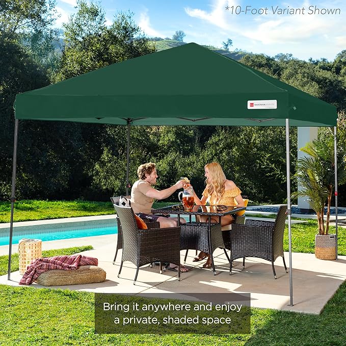 Best Choice Products 8x8ft Pop Up Canopy Tent, Outdoor Shade, 1 Person 1 Minute Set Up, Carry Case, 4 Weight Bags - Dark Green