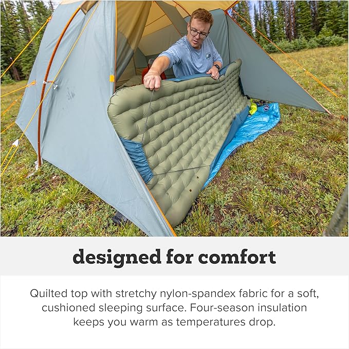 Big Agnes Campmeister Deluxe - Insulated Sleeping Pad, Ultralight Inflatable Mat For Camping, All Season Compact Backpacking And Hiking, 25x78 Wide Long