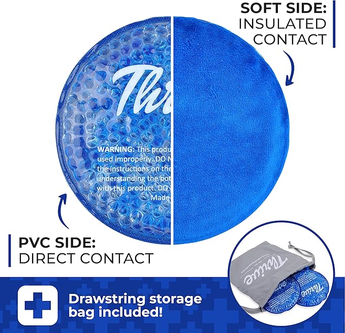 Thrive Round Hot & Cold Ice Packs (6 Pack) – FSA HSA Approved - Reusable Gel Bead Ice Pack w/Cloth Backing – Cold Packs for Injuries, Tired Eyes, Sinus Relief (Mint)