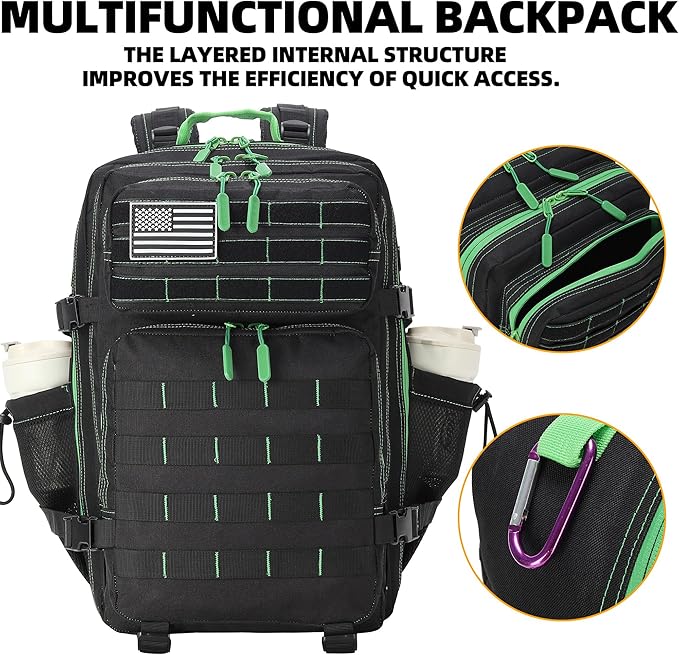 45L Military Tactical Backpacks 3 Days Assault Pack Bag Fitness Rucksack Bug Out Bag Hiking Treeking