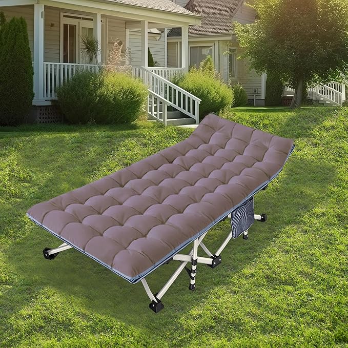 2-Pack Oversize XXL Cot with Mattress Comfortable Camping Cot for Adults Extra Wide Cots for Sleeping with Carry Bag Camping Bed Folding Cot 79" L x 32" W x 18" H Heavy Duty for Home Office Outdoor