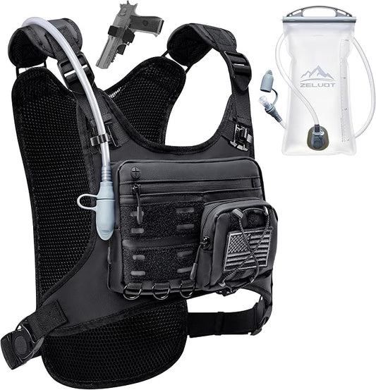Running Vest with 2L Water Bladder, Hydration Backpack, USA Original Patent, Lightweight Hydration Pack with Gear Holder, Reflective Chest Pack for Men Women for Marathon