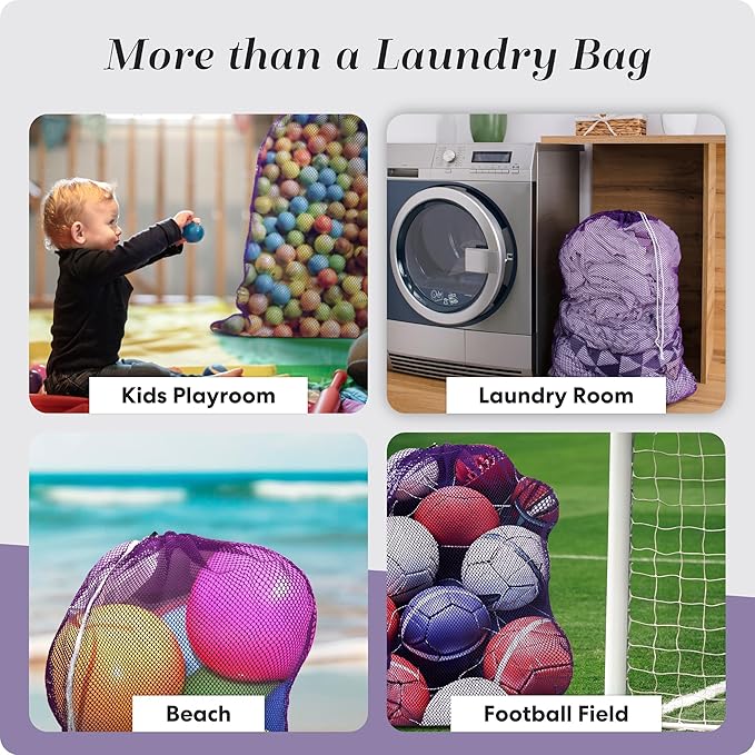 Handy Laundry Mesh XL Laundry Bag - Durable, Machine Washable with Secure Drawstring Closure - Perfect for College Dorms, Laundromats, Apartments (Purple, Large 24" x 36")