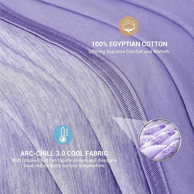 Elegear Revolutionary Cooling Blanket Twin, Absorbs Heat to Keep Body Cool for Night Sweats, Arc-Chill 3.0 Cool Fiber Q-Max>0.5 for Hot Sleepers, Lightweight Summer Cold Blankets for Sleeping, Purple