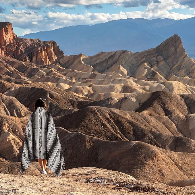 Hydration Nation Authentic Extra Large Mexican Blanket (70"x50") - Handwoven Yoga, Serape- Artisanal Falsa, Beach, Camping, Picnic, Outdoor(Gray)