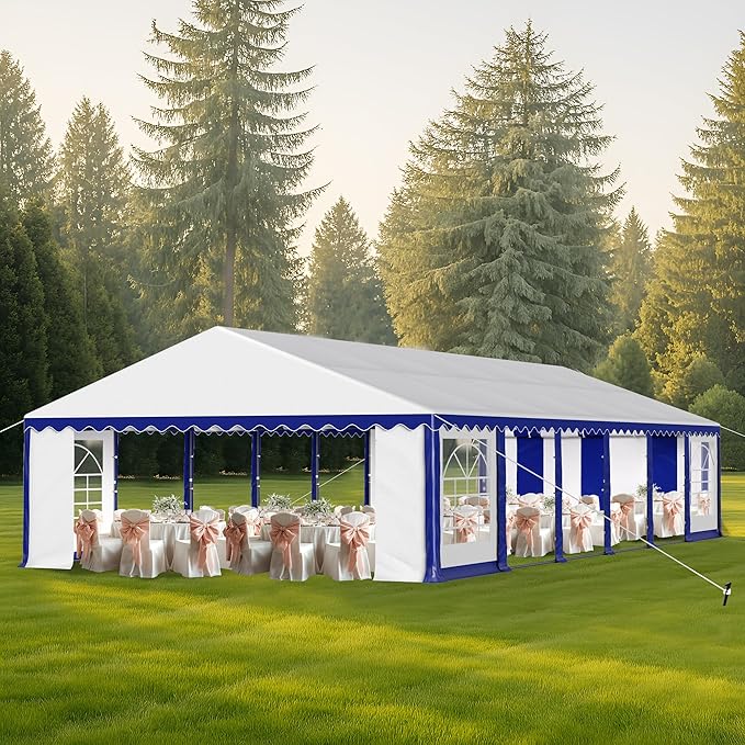 MFSTUDIO 20'x40' Party Tent, Outdoor Heavy Duty Party Tents with Removable Sidewalls, Large Canopy Tent Shelter for Outdoor Events Wedding Birthday, Blue