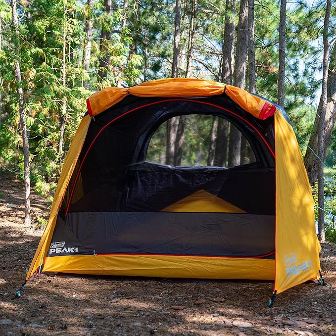 Coleman PEAK1 Premium Waterproof Backpacking Tent with Rainfly & Footprint, Lightweight Camping Tent Withstands Winds up to 45 MPH, 1/2/3/4/6 Person Sizes