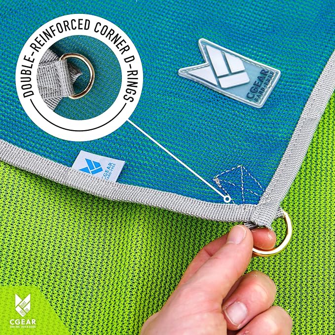 CGEAR Original Sand-Free Outdoor Rug Camping Mat - Water-Resistant & Anti-Fade Material - Military-Grade - Reversible Design - Area Rug for Beach, RV, & Picnics - Travel Bag
