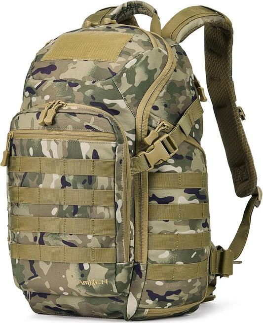 32L Tactical Backpack - MOLLE Everyday Carry with Suspended 17" Laptop Compartment for Work, Travel and Emergency (Camo)