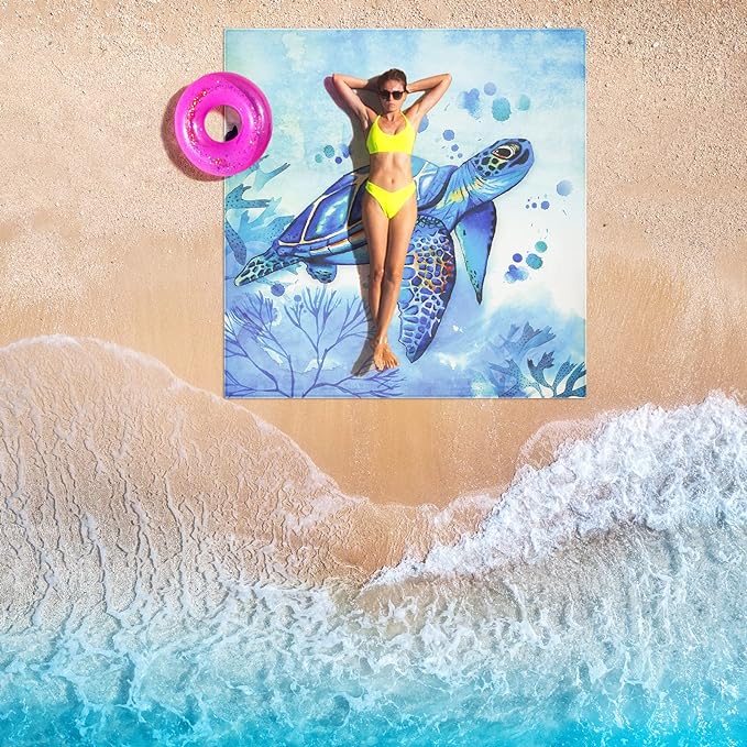 Beach Blanket, Sandproof Beach Mat, Waterproof Quick Drying Lightweight Outdoor Aztec Picnic Mat 79" X 83"/120"x108" for 2-8 Adults for Travel, Camping, Hiking