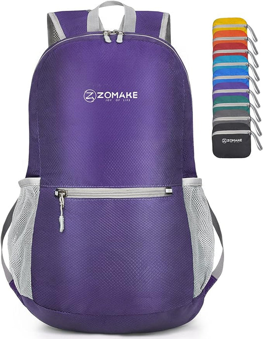 ZOMAKE Ultra Lightweight Hiking Backpack 20L, Packable Small Backpacks Water Resistant Daypack for Women Men(Purple)