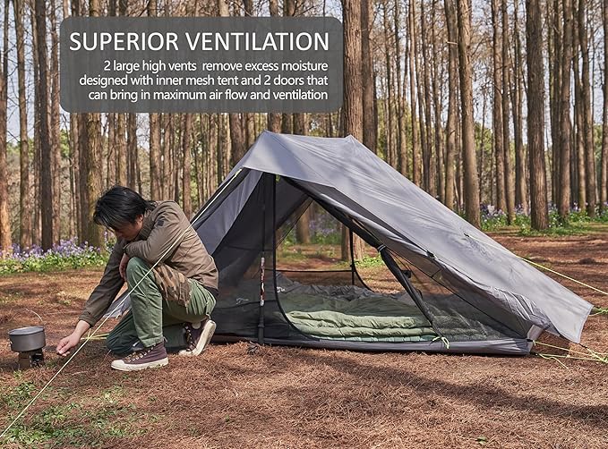 Altair Two Ultralight Backpacking Tent, 2 Person Trekking Pole Backpacking Tent, Waterproof, Compact, 3 Season, Double Wall Shelter for Backpacking, Camping, Thru Hiking, Trekking