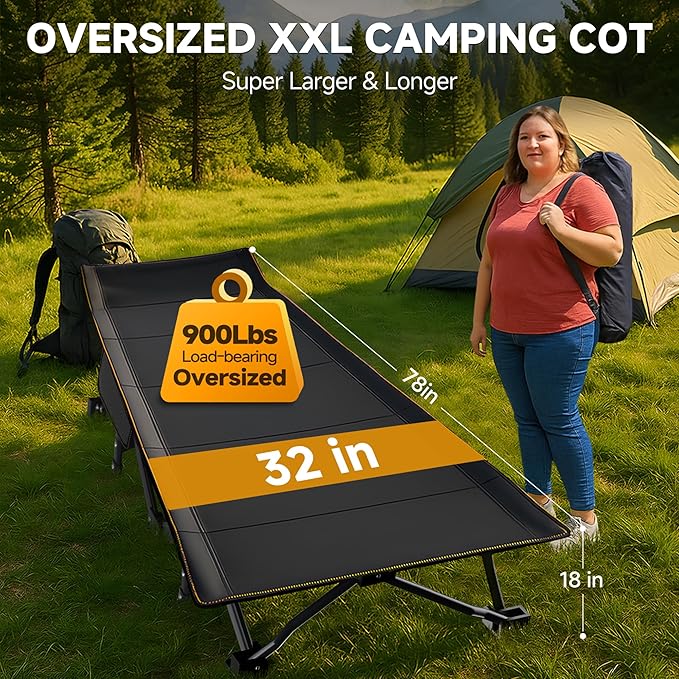 ABORON Camping Cot for Adults, Folding Sleeping Cot with Mattress, 500 lb Capacity Heavy Duty Outdoor Folding Sleeping Bed, Portable Cot Bed for Camping, Indoor Guest Use, Home & Travel