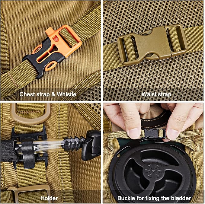 G4Free Military Tactical Hydration Pack Water Backpack with 3L Upgraded Bladder for Hiking Running Cycling