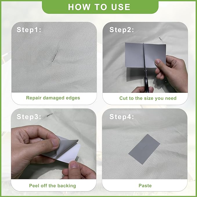 7x9in Nylon Repair Patch，Tent Repair Kit，Self Adhesive Waterproof Fabric Repair Tape for Tent, Umbrella, Sleeping Bag, Down Jackets,Knapsack.（Black,6ps）