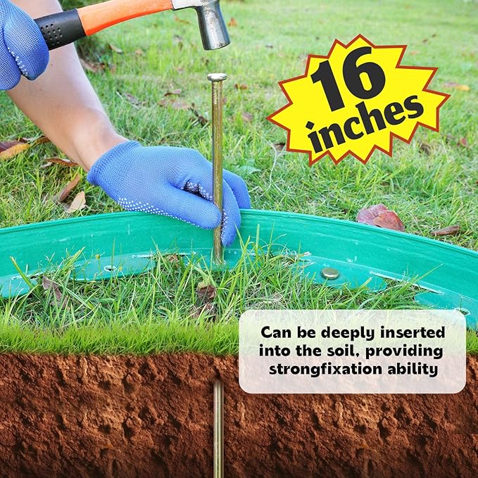 10 Pcs 16 Inch Landscape Stakes, Heavy Duty Galvanized Rebar Stakes for Paver Edging, Weed Barrier, Floor Covering, Artificial Turf, Camping Tent and More