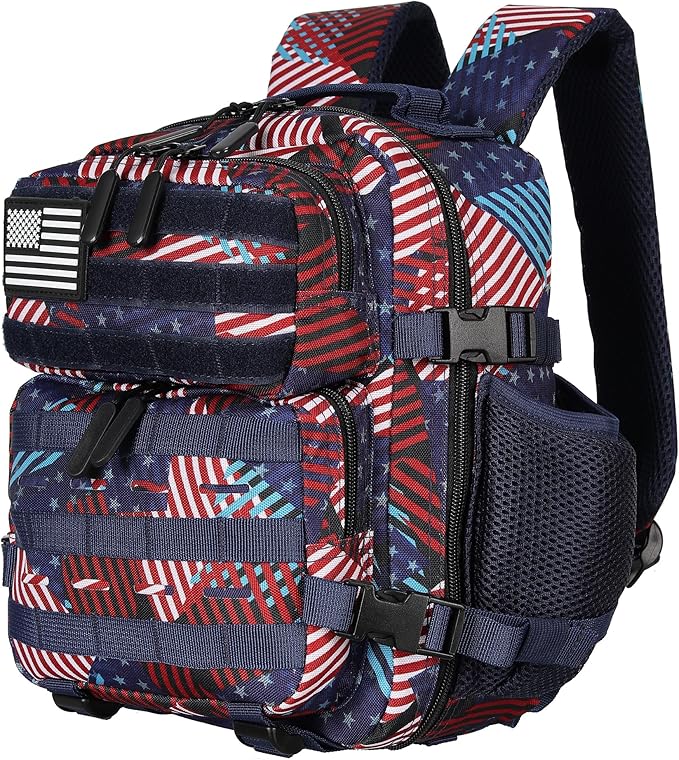 9L Mini Tactical Backpack for Men and Women Tactical Backpack Small for Hiking Small Tactical Bag Fitness Pack (Patchwork Flag)