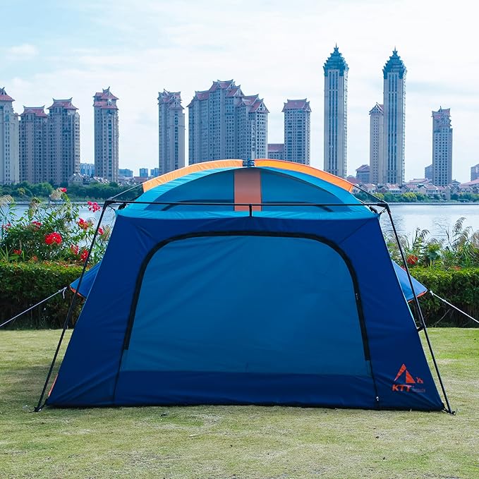 KTT Extra Large Tent 6-10-12-14 Person(B),Family Cabin Tents,2 Rooms,3 Doors and 3 Windows with Mesh,Straight Wall,Waterproof,Double Layer,Big Tent for Outdoor,Picnic,Camping,Family Gathering
