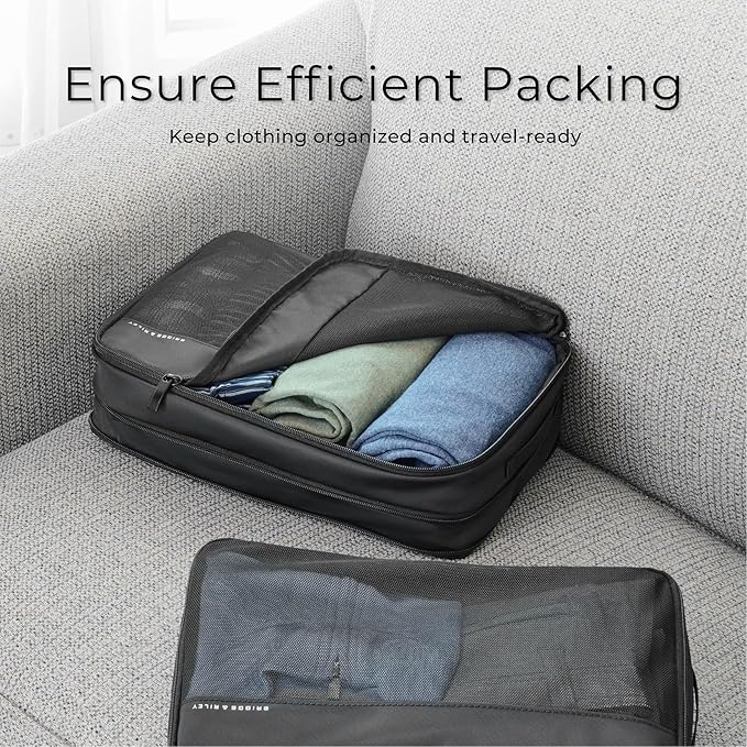 Briggs & Riley Carry On Compression Packing Cube Set - Bag Organizer for Suitcase & Luggage, For Women & Men, Pack Accessories for Vacation - Travel Must Haves, 3-Piece, Navy