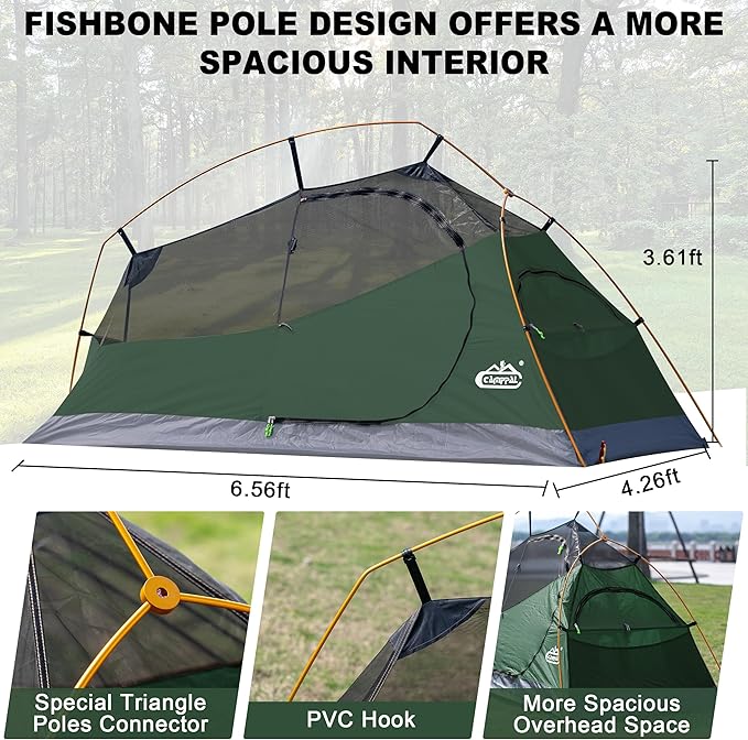 1 Person Backpacking Tent Waterproof Windproof Single Person Tent Lighweight Compact One Person Tent for Camping, Hiking