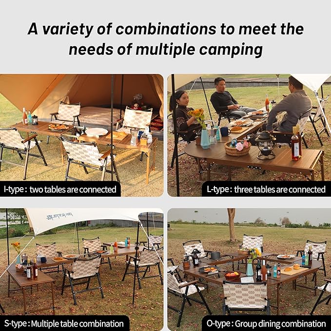 Camping Kitchen Table, Large Outdoor Camping Kitchen Station with Burner Single Portable Folding Cooking Tables Storage Organizer for Picnic BBQ Beach (L Shape Camping Kitchen with Burner)