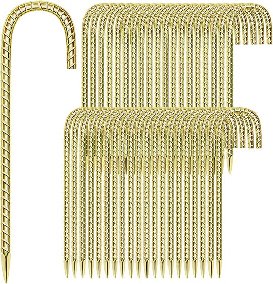 40 Pack 12 Inch Rebar Stakes Anti-Rust Galvanized Steel J Shape Hook Strong Ground Anchors for Tents, Position Kits, Fences, Trampolines Landscape Fabric for Farm Garden