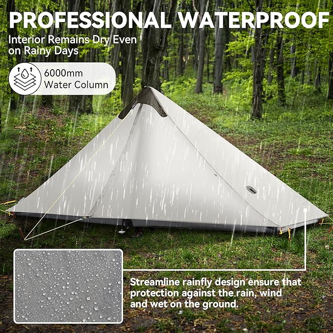 Ultralight Tent 3-Season Backpacking Tent 1 Person/2 Person Camping Tent, Outdoor Lightweight LanShan Camping Tent Shelter, Perfect for Camping, Trekking, Climbing, Hiking