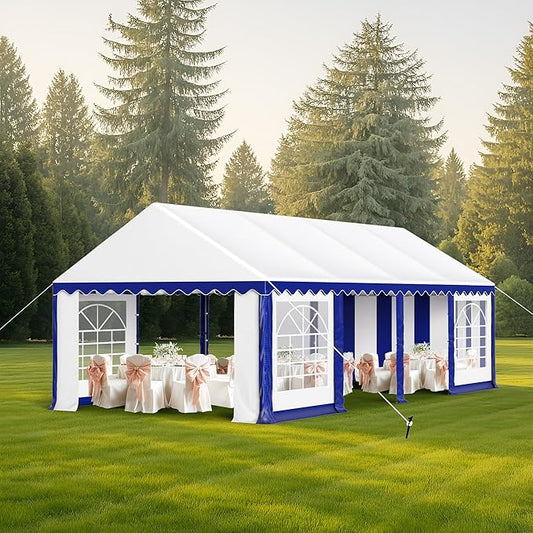MFSTUDIO 13'x26' Party Tent, Outdoor Heavy Duty Party Tents with Removable Sidewalls, Large Canopy Tent Shelter for Outdoor Events Wedding Birthday, Blue