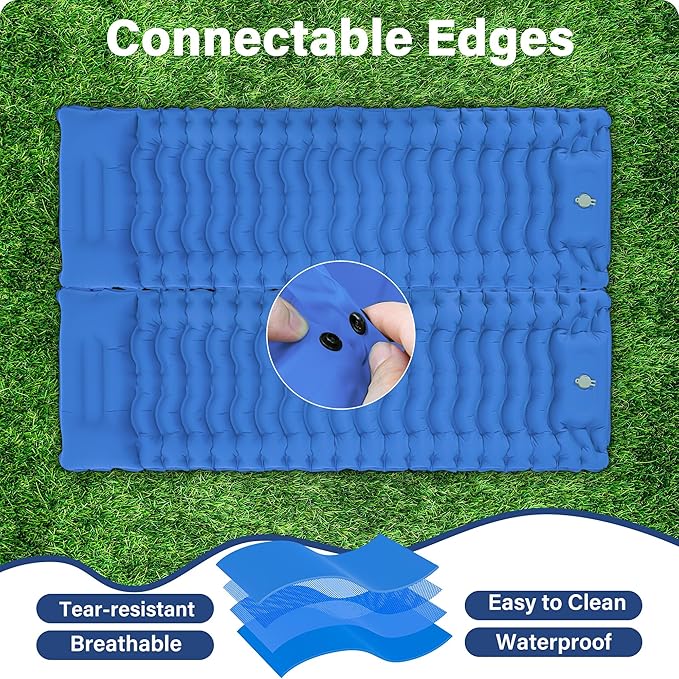 Sleeping Pad for Camping, Backpacking Self Inflating Sleeping Pad Ultra Lightweight, Air Inflatable Foldable Camp Hiking Sleep Mat for Outdoor Tent 4 inch Thick, Navy Blue