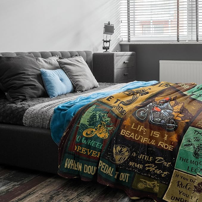Motorcycle Gifts for Men, Harley Davidson Gifts for Men, Motorcycle Blanket 60"x50", Best for Motorcycle Riders/Lovers/Enthusiasts