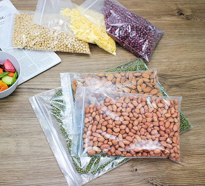 24/7 Bags - 13” X 15” (200 Count) 2 Gallon, 2 Mil Clear Reclosable Zip Plastic Poly Bags with Resealable Lock Zipper Food Grade