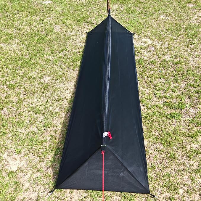 Camping Tent, 40D Yarn 1 Person Outdoor Adventure Breathable Backpacking Tent, Ligthweight Compact Portable Small for Hiking, Easy Setup, 220 x 65 x 60cm (Black)