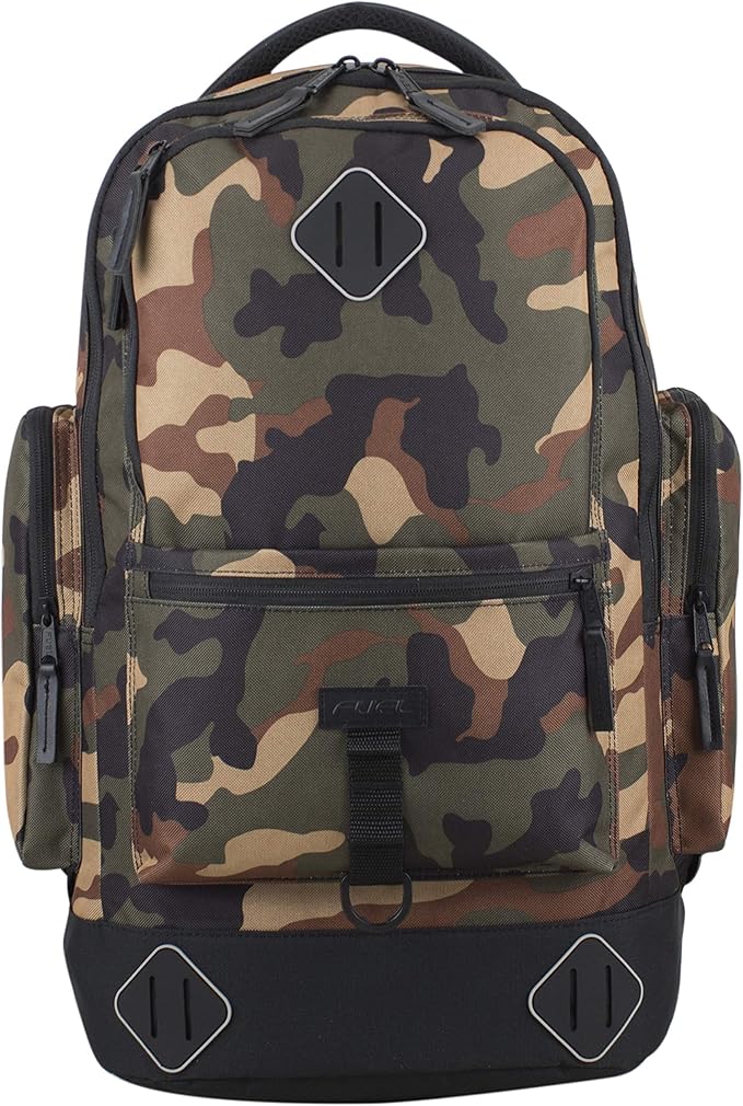 FUEL Everyday Hi-Tech Hiking Carry On Weekender Bag Luggage Rusksack Backpack, Camo/Black