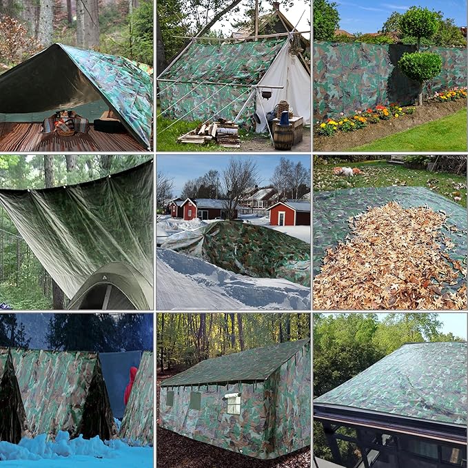 STARPYNG-7 Mil Camouflage 8x10 Feet Tarp-Multifunctional Camo Waterproof Tarpaulin-Waterproof, UV Resistant, Rip and Tear Resistant, Poly Tarpaulin with Reinforced Edges for Cover