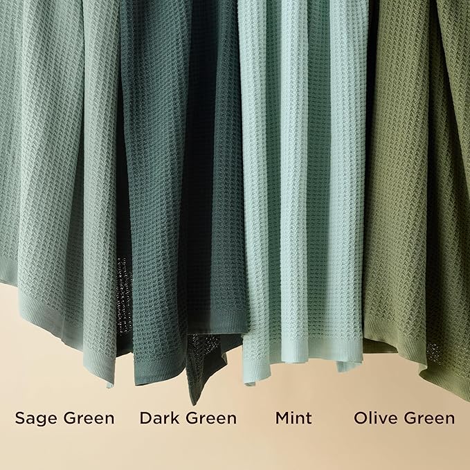 Bedsure Gentlesoft 100% Cotton Blanket King Size for Bed - Breathable and Soft, Waffle Weave Blanket for Summer, Thick Cozy Fall Blankets for Women Gift, Sage Green, 104x90 inches
