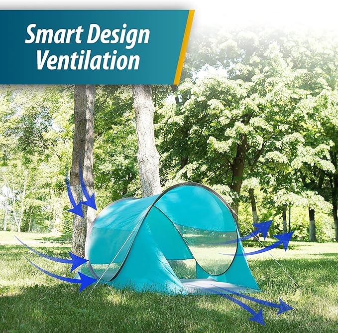 Vaygway Pop-up Tent and Automatic Instant Portable Cabana - Premium Quality 2-4 Person Easy Throw Setup Windproof Waterproof Travel Cabana Beach Tent Shelter- for Hiking, Camping & Outdoor Activities