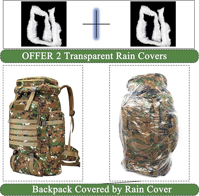 YFREAL 80L Hiking Camping Backpack,Hunting Backpack for Outdoor,Backpack Waterproof,Tactical Backpack for Men Women
