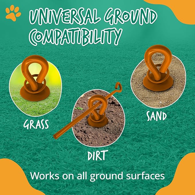 IntelliLeash Heavy Duty Tie-Out Stake: Surface-Lock Technology for Pulling and Bending Prevention, 360-Degree Swivel Ring, Weather-Resistant Coating for Maximum Durability and Tangle-Free Design