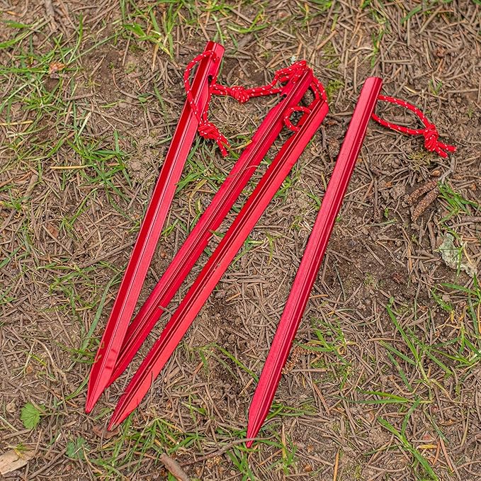 ASR Outdoor 9 Inch Aircraft Grade Aluminum Camping Stakes Tent Pegs - 4 Pack