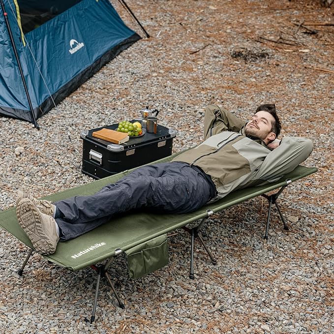 Naturehike ArmyWild Folding Camping Cot, Height Adjustable Ultralight Backpacking Cot, Portable Camping Bed for Camping Hiking Travel Home