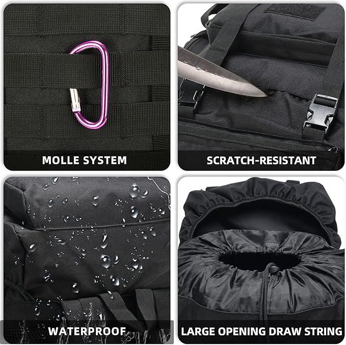 King'sGuard 70L Camping Hiking Backpack for Men Women Large Military Tactical Backpack Molle Rucksack Backpack for Outdoor