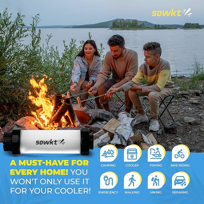 SOWKT Waterproof Cooler Light - 55 Hours of Light on One Charge - Rechargeable LED Light - Cooler Accessories Compatible with YETI, RTIC, ORCA, and more! Great for Camping, Fishing, Parties & Hunting!