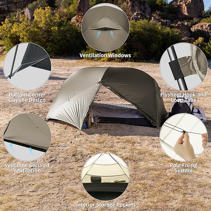Naturehike Mongar Pro 1/2/3 Person Backpacking Tent,Waterproof Nylon Easy Setup Lightweight Camping Tent